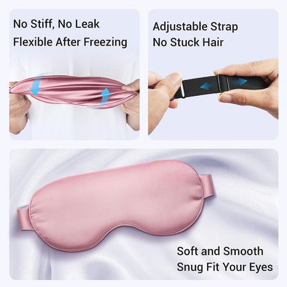 Self Care Gift for Women, Cooling Eye Mask for Puffy Eyes, Tired Eyes, Headache Relief and Migraine Comfort, Reusable Gel Cold Compress for Soothing Eye Care, Relaxing Gifts for Women Pink