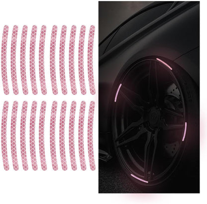20PCS Car Wheel Stripe Reflective Stickers Decals, Pink