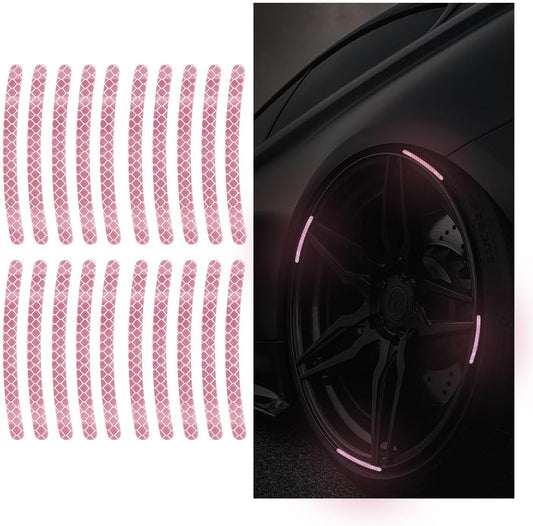20PCS Car Wheel Stripe Reflective Stickers Decals, Pink