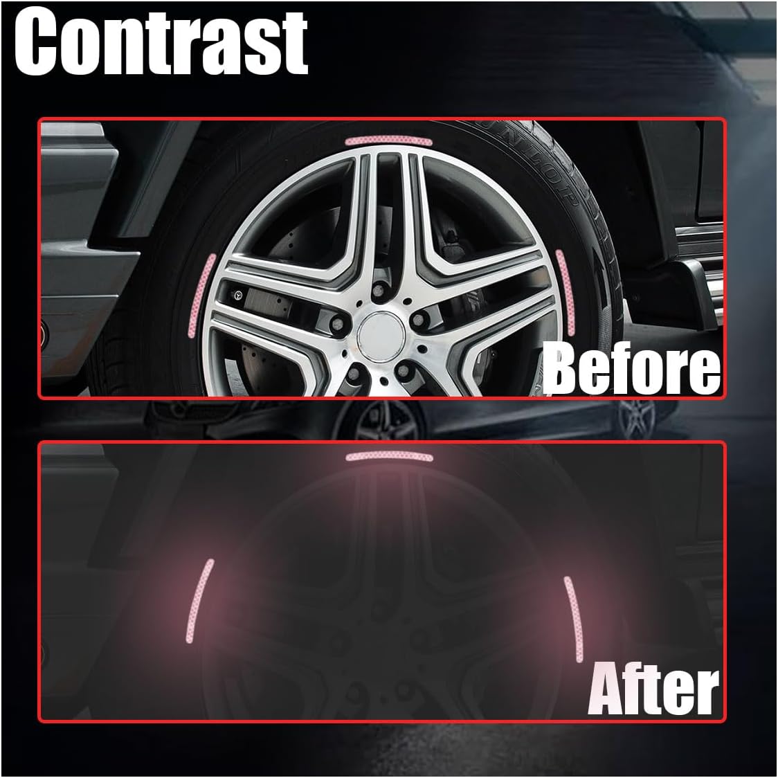 20PCS Car Wheel Stripe Reflective Stickers Decals, Pink