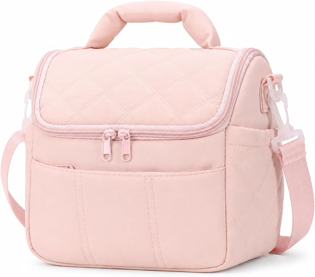 Lunch Bag for Women Insulated Pink Lunch Box Quilted Puffer Lunch Tote