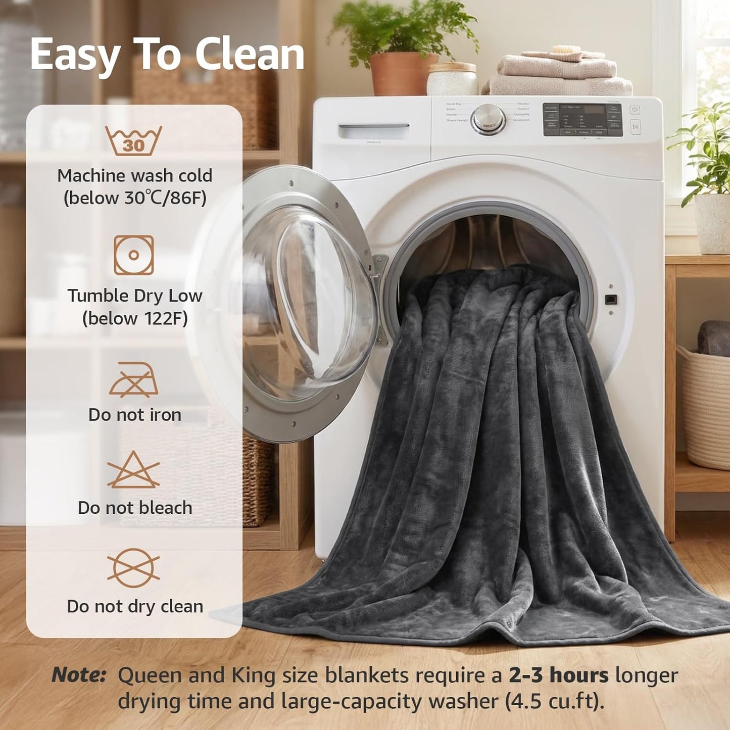 LOOBANI Waterproof Blanket for Bed Couch Sofa, 60" x 80" Reversible Flannel Sherpa Fleece Throw Blanket, Leakproof Soft Twin XL Bed Blanket, Spill-Proof Dog Cat Blanket for Travel Camping - Grey