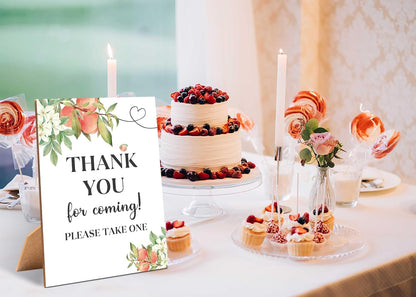 White Floral Peach Thank You For Coming Sign for Baby Shower, 1 Pack Wooden Sign with Stand Tabletop Decor, Baby Shower Decoration, Gender Neutral Party Supplies - WGD32
