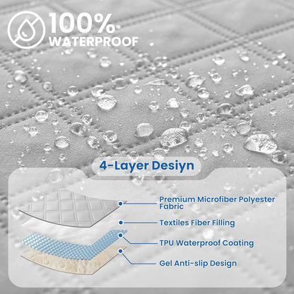 Waterproof Dog Blanket, Non-Slip Soft Pet Bed Cover, Couch Cover for Dogs Washable, Protects Sofa, Furniture, Crate, Car, Tear Resistant Leakproof Pet Blanket (30x70 Inch, Light Grey)