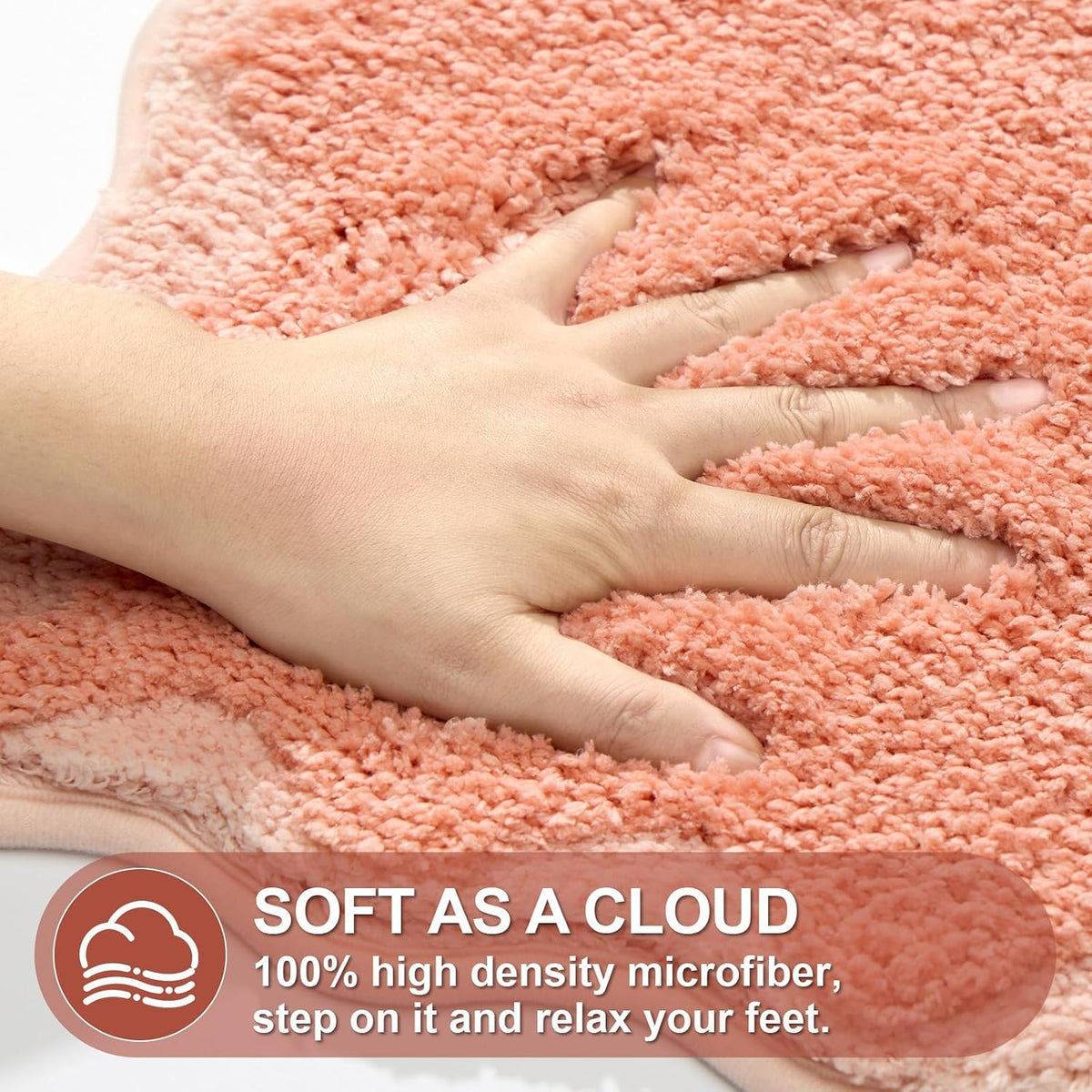 Cute Coral Pink Scalloped Bath Mat, Fun Plush Microfiber Scallop Bathroom Rugs Non Slip Washable Quick Dry Absorbent, Bath Rug Carpet for Shower Stall Vanities Kitchen Floor Entrance, 20x32