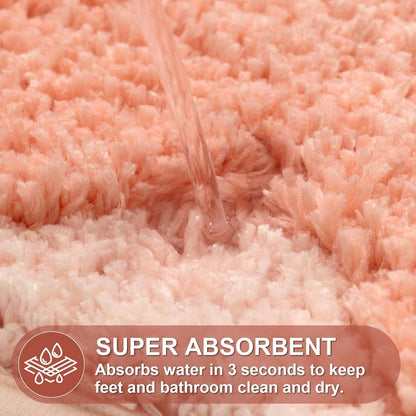 Cute Coral Pink Scalloped Bath Mat, Fun Plush Microfiber Scallop Bathroom Rugs Non Slip Washable Quick Dry Absorbent, Bath Rug Carpet for Shower Stall Vanities Kitchen Floor Entrance, 20x32