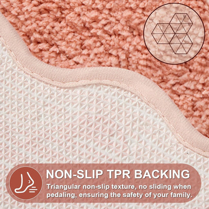 Cute Coral Pink Scalloped Bath Mat, Fun Plush Microfiber Scallop Bathroom Rugs Non Slip Washable Quick Dry Absorbent, Bath Rug Carpet for Shower Stall Vanities Kitchen Floor Entrance, 20x32