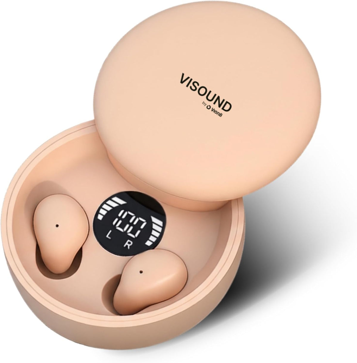Air Skin Tones Invisible Earbuds for Small Ears - Wireless Bluetooth 5.4, Skin-Matching Mini Stemless Ear Buds, IPX5 Waterproof, Crystal Clear Calls (Bare Peach)
