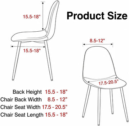 Pack of 4 Velvet Mid Century Modern Dining Chair Covers, Armless Chair Cover,Living Room Side Chair Slipcovers (Pink)