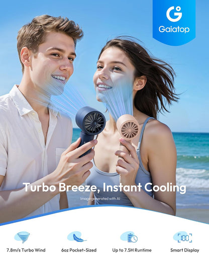 Small Handheld Personal Fan, Powerful High Speed Turbo Cooling