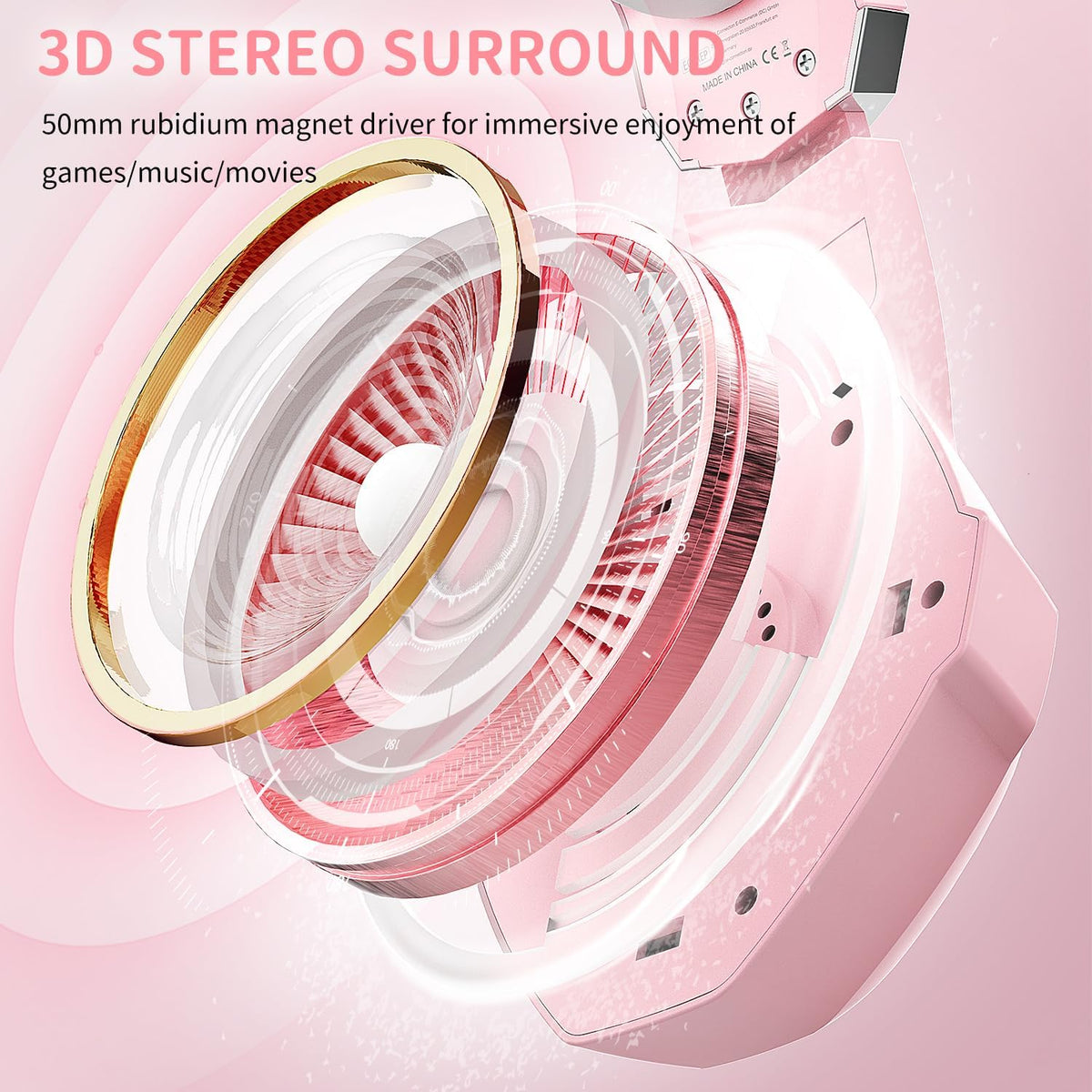 Gaming Headset for PC, Ps4, Ps5, Xbox Headset with 7.1 Surround Sound, Gaming Headphones with Noise Cancelling Mic RGB Light Over Ear Headphones for Xbox Series X/S, Switch-Pink