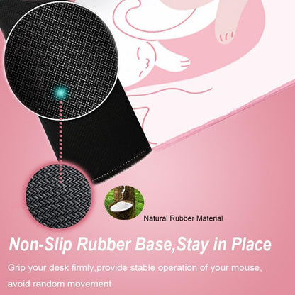 Gaming Mouse Pad XL Extended Anime Mouse Pad 31.5x11.8 inch, Large Cute Kawaii Big Computer Mouse Mat Desk Pad with Non-Slip Rubber Base and Stitched Edge for Home Office-Pink Cat