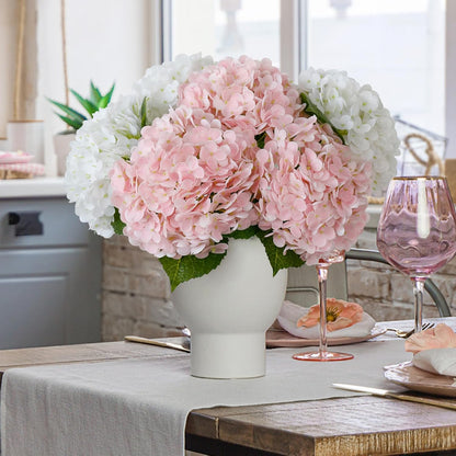 21" Pink Hydrangea Artificial Flowers,3 Pcs Real Touch Hydrangea Flowers with Butterflies for Centerpiece Table Decorations,Floral Arrangements for Coffee Table Decor,Living Room Decor