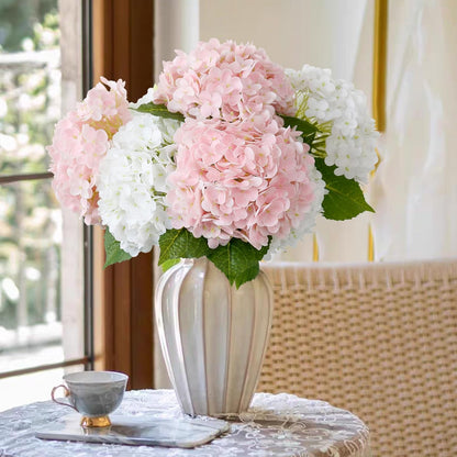 21" Pink Hydrangea Artificial Flowers,3 Pcs Real Touch Hydrangea Flowers with Butterflies for Centerpiece Table Decorations,Floral Arrangements for Coffee Table Decor,Living Room Decor