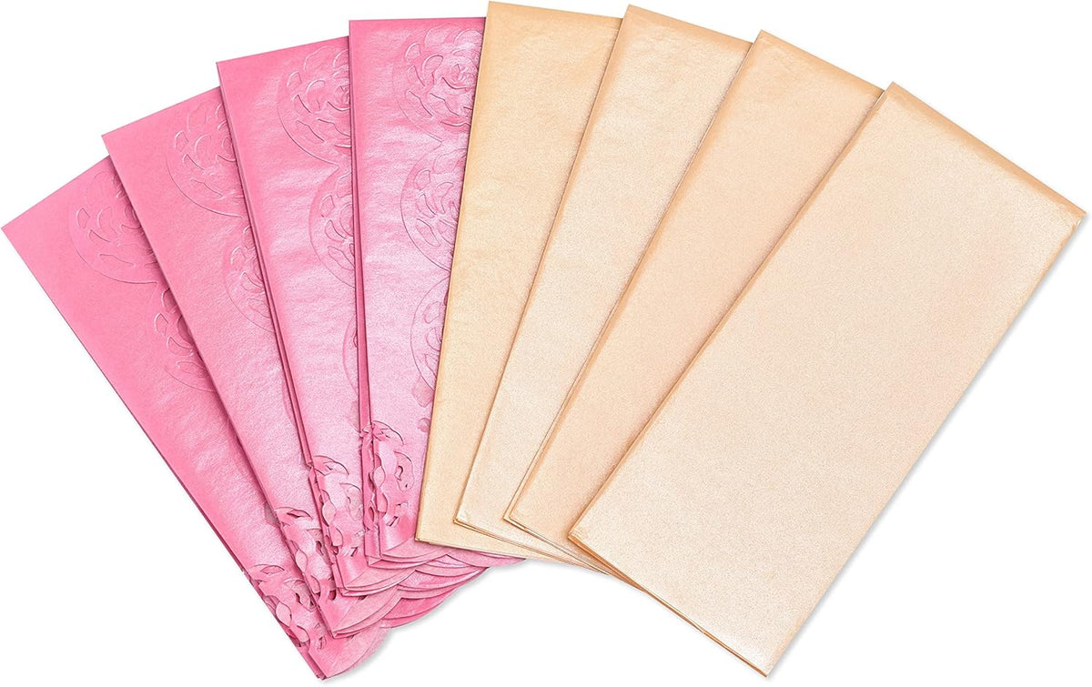 8 Sheet Tissue Paper (Pink and Peach with Rose Edges) Valentines, Birthdays, Crafts, DIY and More