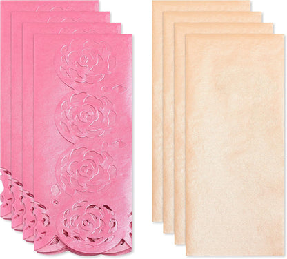 8 Sheet Tissue Paper (Pink and Peach with Rose Edges) Valentines, Birthdays, Crafts, DIY and More
