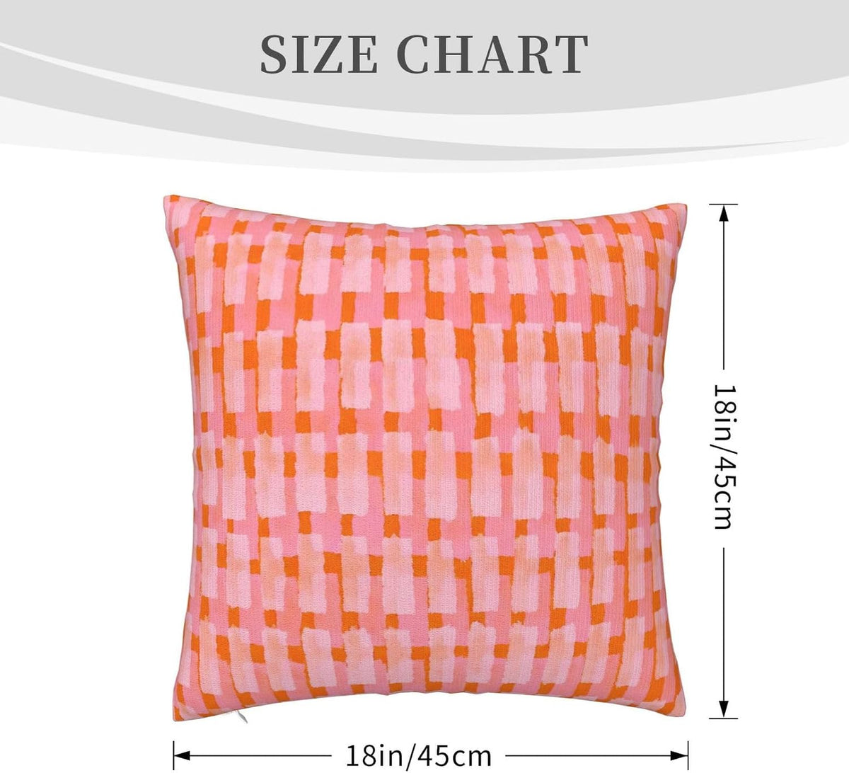 Pink and Orange Throw Pillow Home Set Comfortable Square Pink and Orange Velvet Pillowcase Brush Strokes Bed，Geometric PillowSofa Decoration Living Room Office Cushion Cover 18"x18"Inches