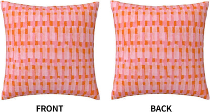 Pink and Orange Throw Pillow Home Set Comfortable Square Pink and Orange Velvet Pillowcase Brush Strokes Bed，Geometric PillowSofa Decoration Living Room Office Cushion Cover 18"x18"Inches