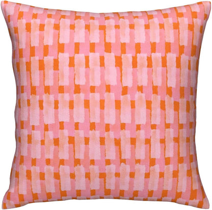 Pink and Orange Throw Pillow Home Set Comfortable Square Pink and Orange Velvet Pillowcase Brush Strokes Bed，Geometric PillowSofa Decoration Living Room Office Cushion Cover 18"x18"Inches