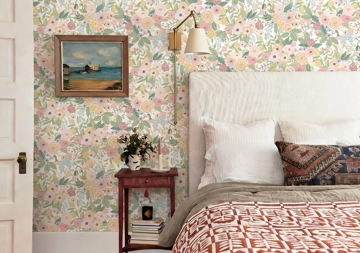 Peel and Stick Wallpaper Boho Pink Floral Contact Paper 16.1" x 78.7"Removable Self-Adhesive Stick on Wall Paper for Cabinets Girls Renter Friendly Vinyl Decor