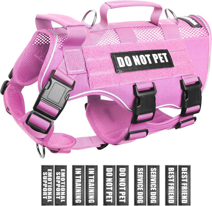 Tactical Molle Vest Mesh Dog Harness with 10 Removale Pet Patches