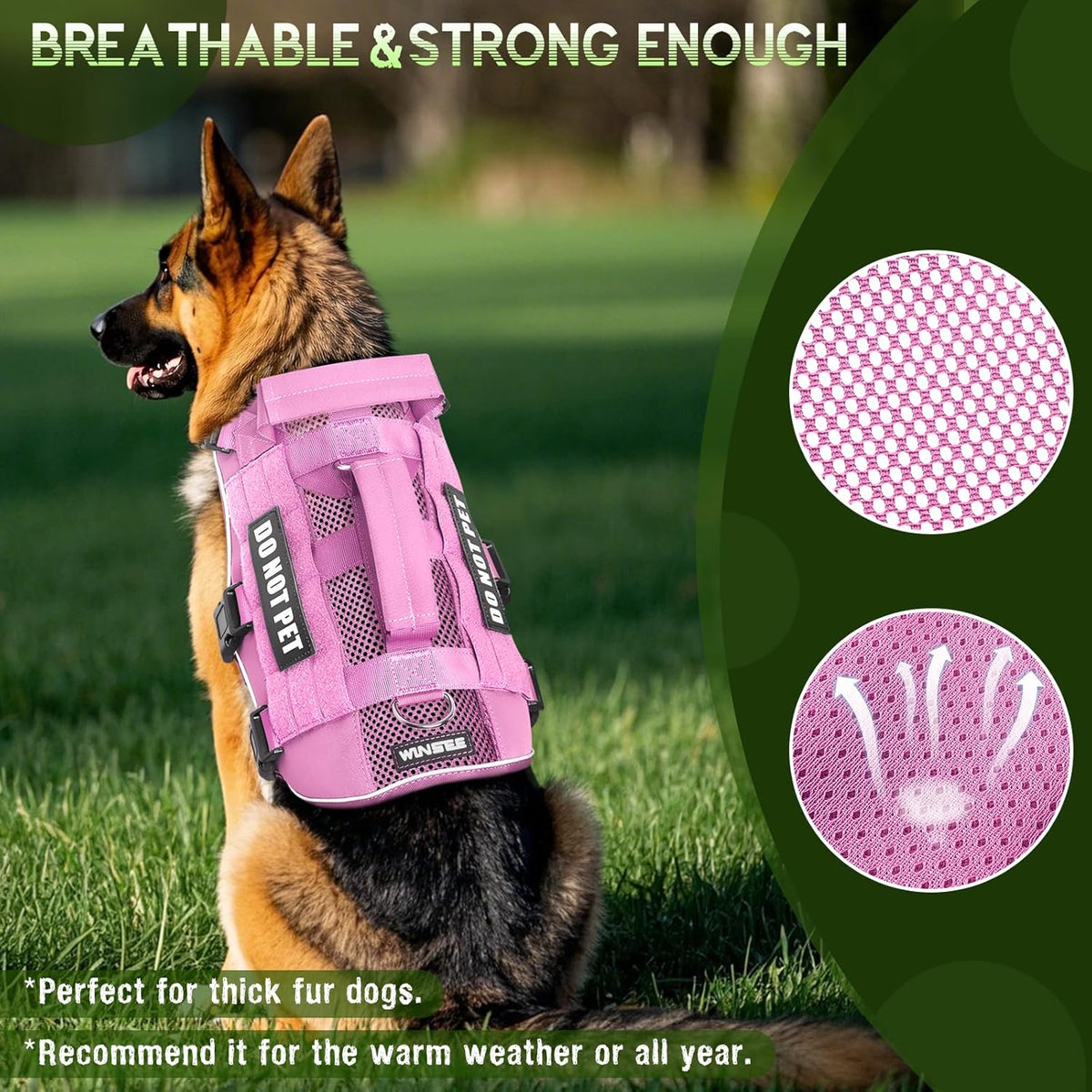 Tactical Molle Vest Mesh Dog Harness with 10 Removale Pet Patches