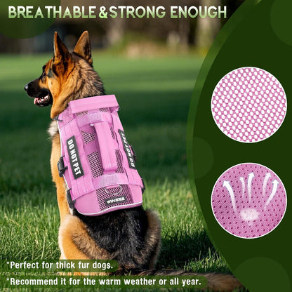 Tactical Molle Vest Mesh Dog Harness with 10 Removale Pet Patches