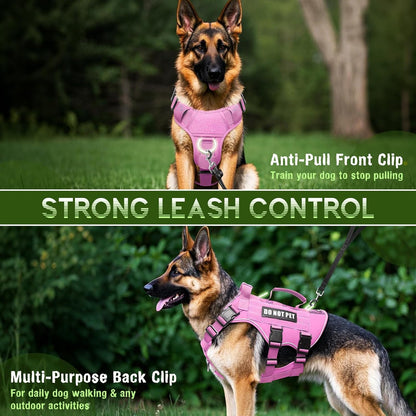 Tactical Molle Vest Mesh Dog Harness with 10 Removale Pet Patches