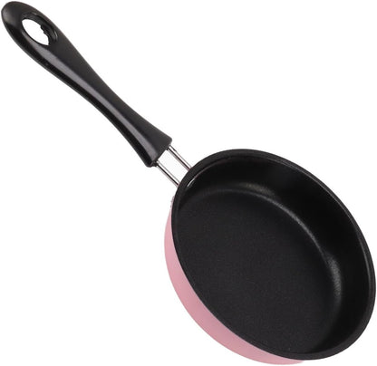 3 Inch SmaMini Frying Pan Stainless Steel Nonstick Egg Pan 12cm Induction Safe with Long Handle for Quick Breakfast Cooking (Pink)