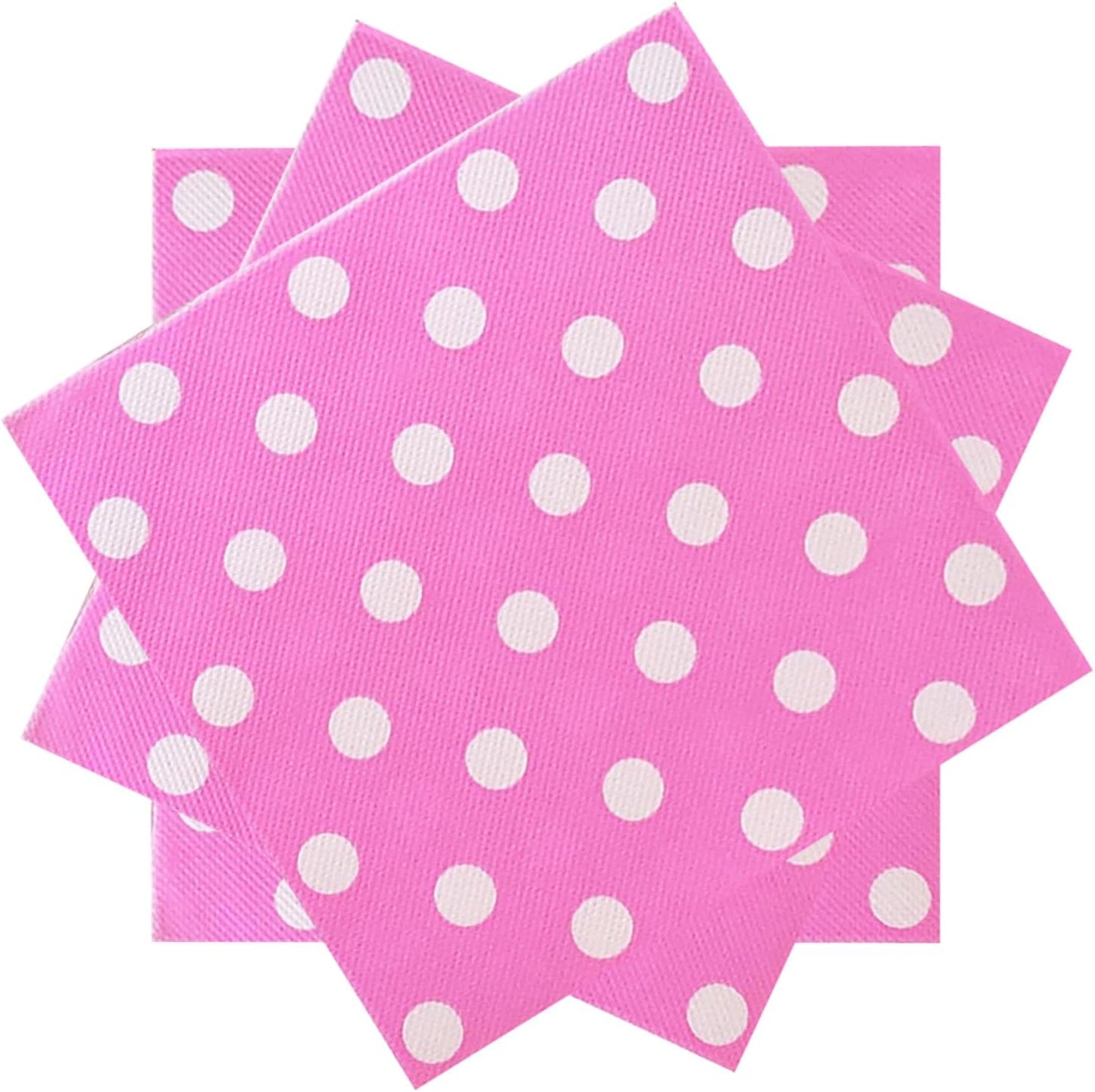 White Polka Dots Pink Napkins, 2-Ply Napkins Disposable,Wedding Napkins Party Birthday Graduation Shower (White Dots/Pink),40 pcs 6.5 in