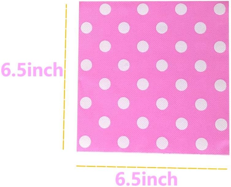 White Polka Dots Pink Napkins, 2-Ply Napkins Disposable,Wedding Napkins Party Birthday Graduation Shower (White Dots/Pink),40 pcs 6.5 in