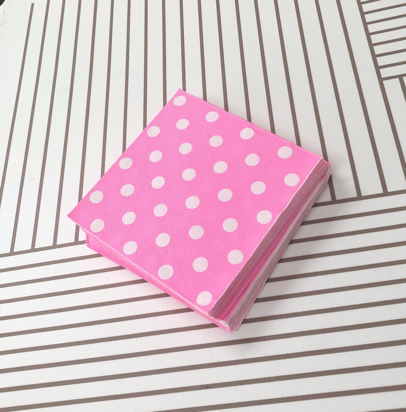 White Polka Dots Pink Napkins, 2-Ply Napkins Disposable,Wedding Napkins Party Birthday Graduation Shower (White Dots/Pink),40 pcs 6.5 in