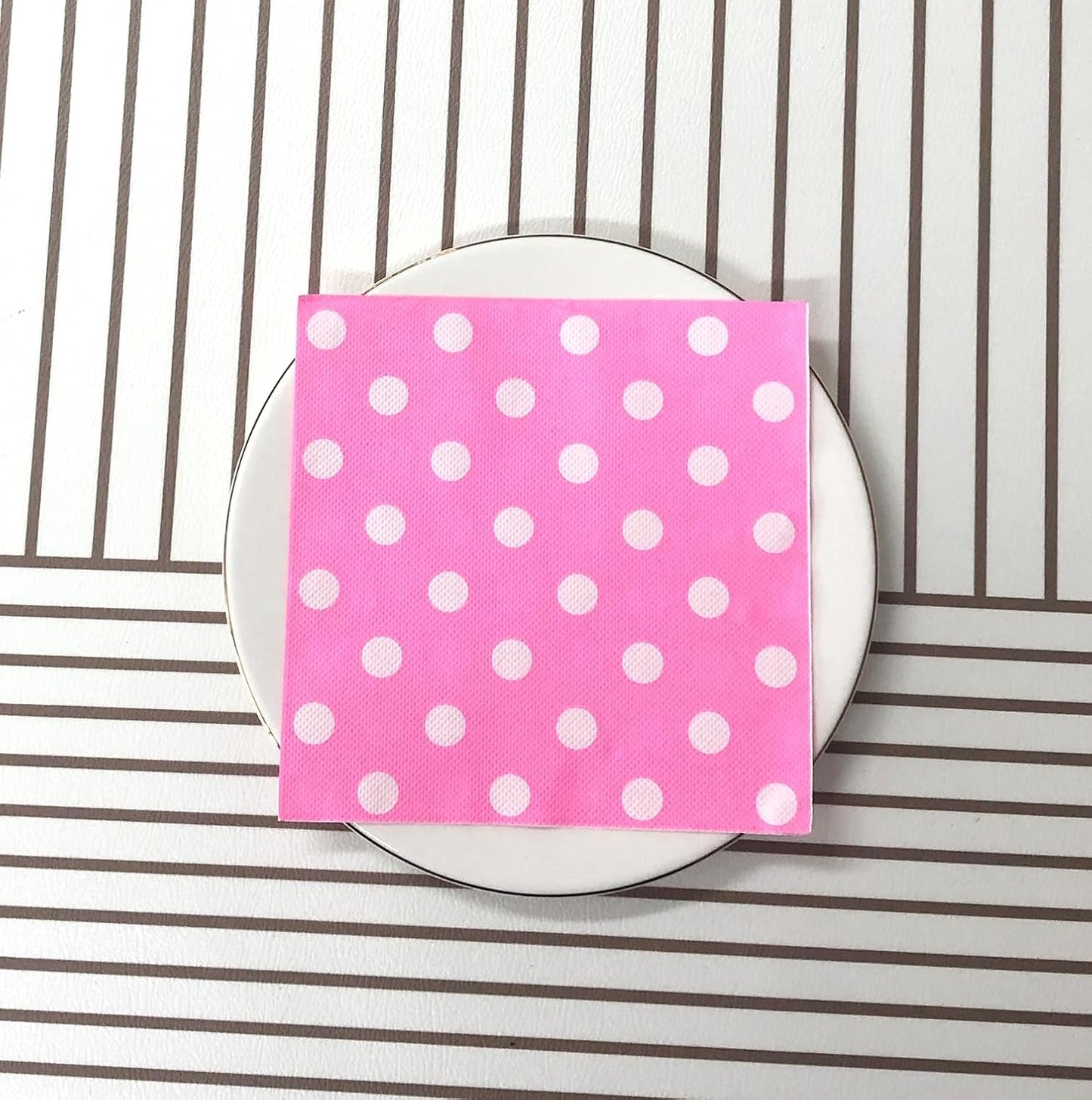 White Polka Dots Pink Napkins, 2-Ply Napkins Disposable,Wedding Napkins Party Birthday Graduation Shower (White Dots/Pink),40 pcs 6.5 in