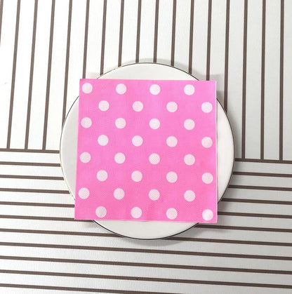 White Polka Dots Pink Napkins, 2-Ply Napkins Disposable,Wedding Napkins Party Birthday Graduation Shower (White Dots/Pink),40 pcs 6.5 in