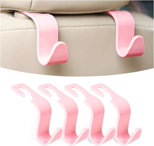 4 Pack 360-Degree Rotating Headrest Hooks, Pink
