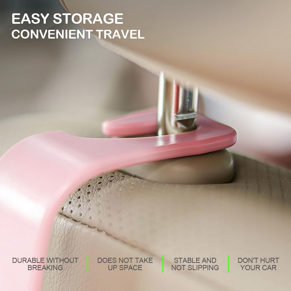 4 Pack 360-Degree Rotating Headrest Hooks, Pink