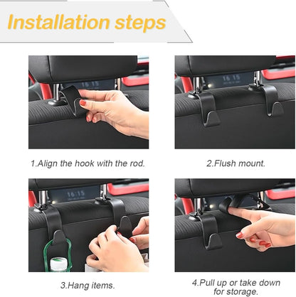 4 Pack 360-Degree Rotating Headrest Hooks, Pink