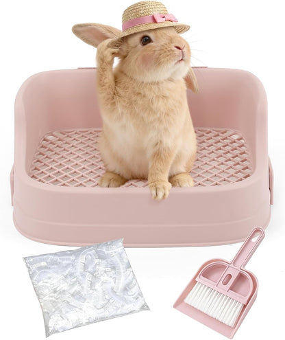 Rabbit Litter Box, Bunny Litter Box, Removable Top and Base, Pink