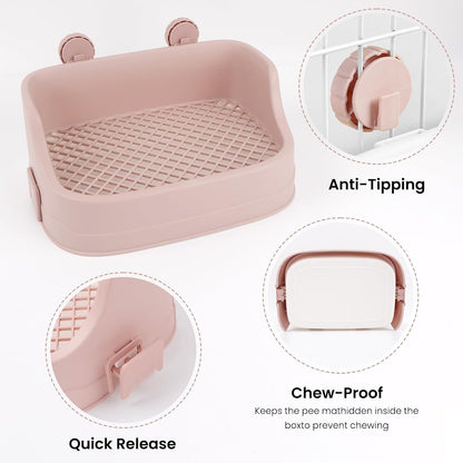 Rabbit Litter Box, Bunny Litter Box, Removable Top and Base, Pink