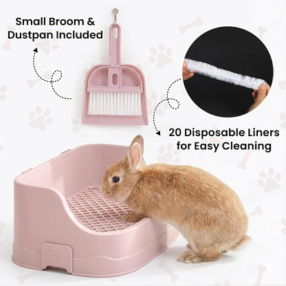 Rabbit Litter Box, Bunny Litter Box, Removable Top and Base, Pink