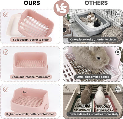 Rabbit Litter Box, Bunny Litter Box, Removable Top and Base, Pink