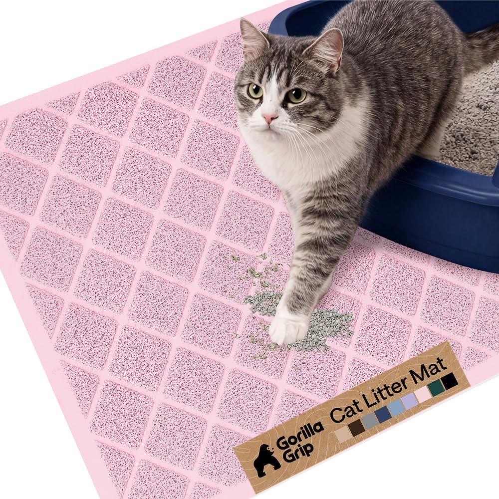 Cat Litter Box Mat, Coiled Mesh Trapping Mats 24x17 Light Pink