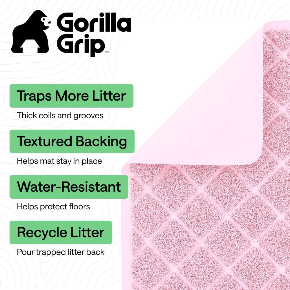 Cat Litter Box Mat, Coiled Mesh Trapping Mats 24x17 Light Pink