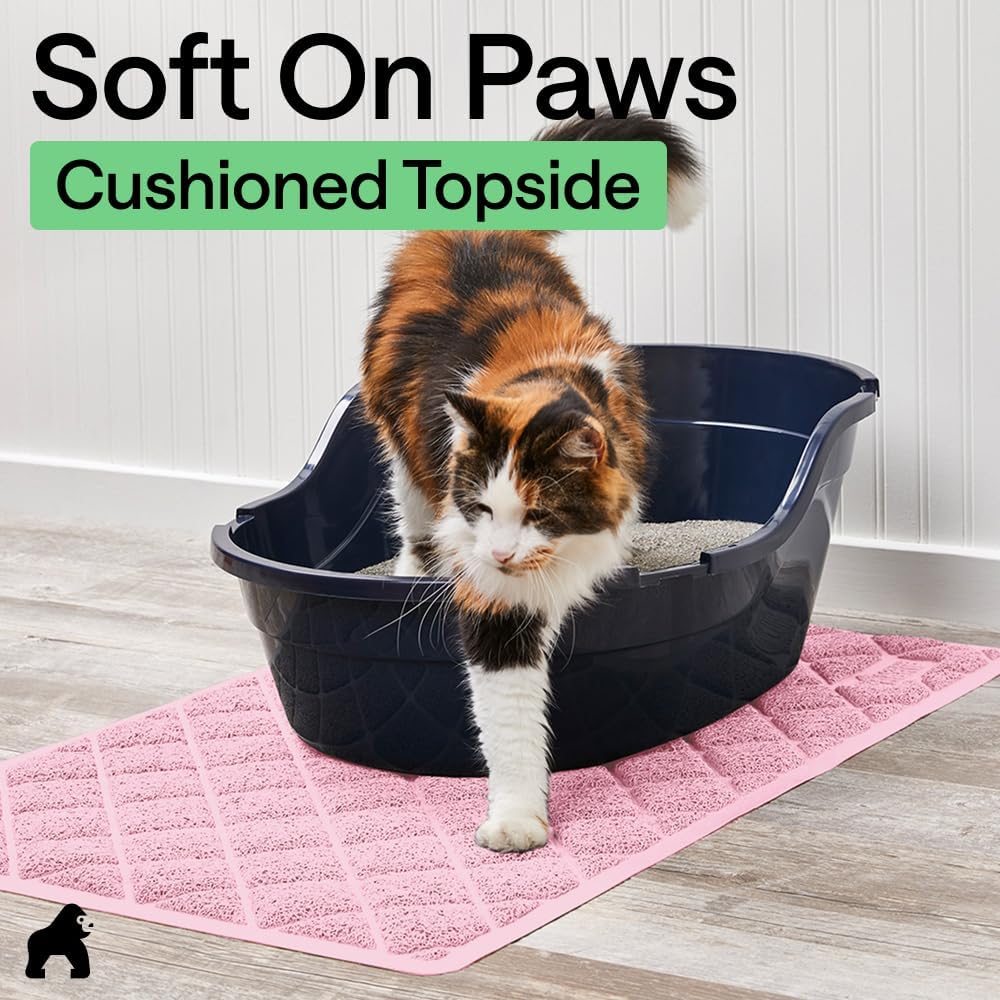 Cat Litter Box Mat, Coiled Mesh Trapping Mats 24x17 Light Pink