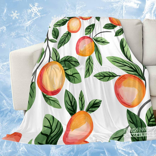 Summer Cooling Blankets for Hot Sleepers - Spring Peach Plant Blanket Thin Lightweight Breathable Soft Throws for Bed Couch Sofa Watercolor Fruit Art Decor,30x40IN