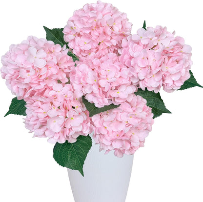 6PCS Pink Hydrangeas Artificial Flowers Silk Fake Faux Hydrangea
