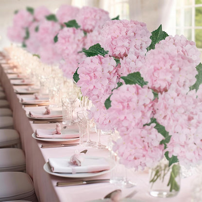 6PCS Pink Hydrangeas Artificial Flowers Silk Fake Faux Hydrangea