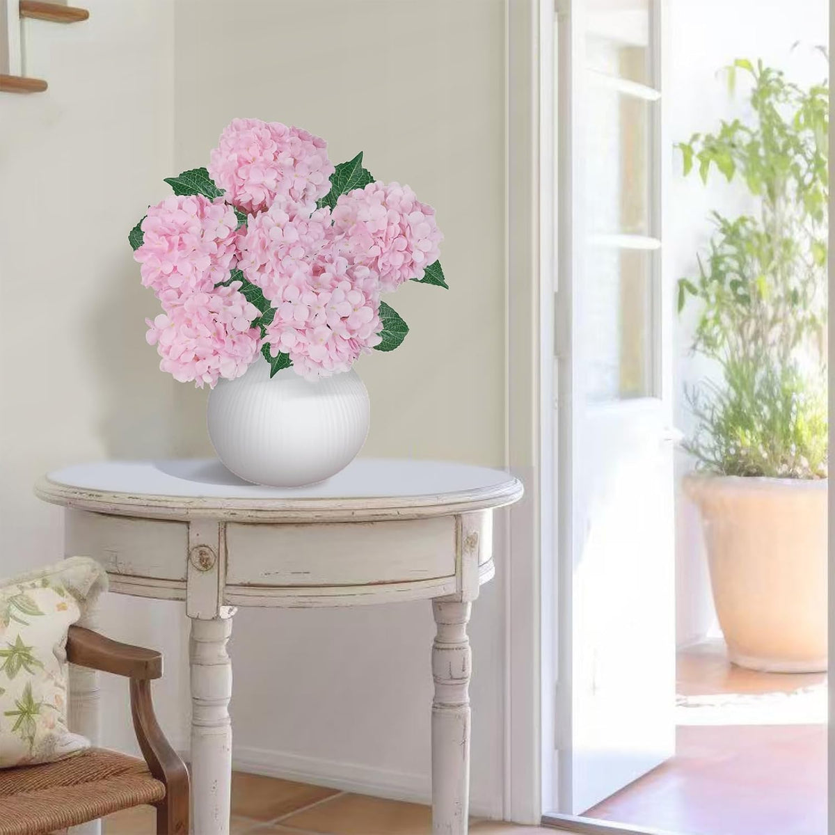 6PCS Pink Hydrangeas Artificial Flowers Silk Fake Faux Hydrangea