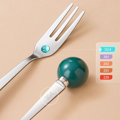 (8 Pieces) 4.33-inch Stainless Steel Fruit Fork Bear Ceramic Storage Jar Set Household Small Fruit Insert Fruit Pick Light Luxury Coffee Spoon Tea Spoon Dessert Spoon Fork (Pink)
