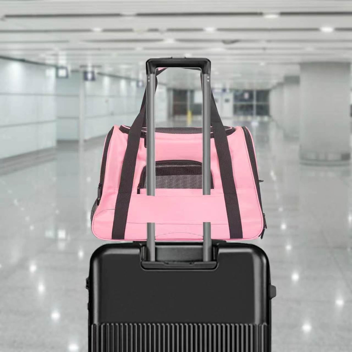 Pink Soft-Sided Cat Carrier, Airline Approved Pets Carrier for Big Cats & Small Dogs, Soft Kitten Travel Bag with Mesh Windows, Animal Carrier Up to 15 Lbs (Pink, Small)